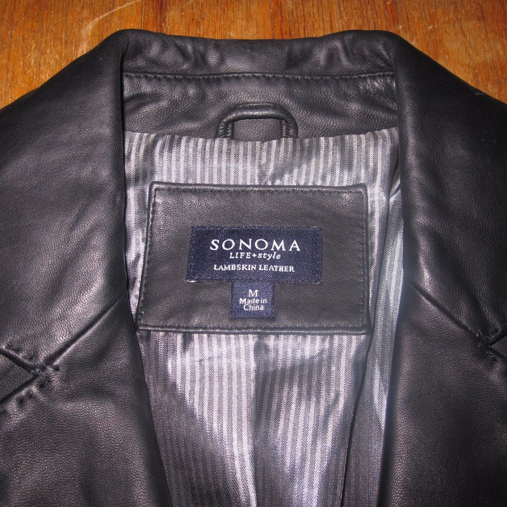 Sonoma Black Leather Womens Blazer - Picture 2 of 5